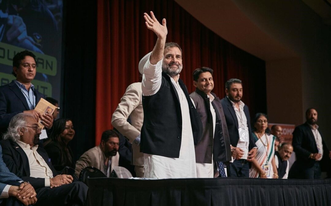Rahul Gandhi pressed his criticism of the country’s leadership Sunday, calling for Indians in the U.S. & back home to stand up for democracy & the constitution. He accused BJP of dividing the country & failing to focus on important issues.